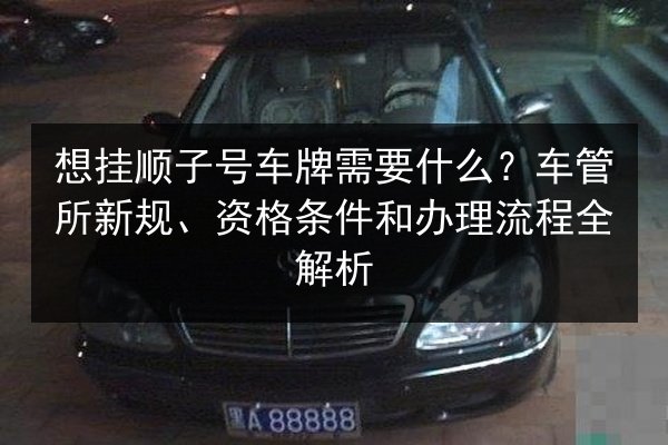 想挂顺子号车牌需要什么？车管所新规、资格条件和办理流程全解析
