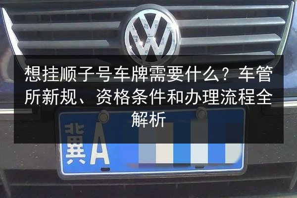 想挂顺子号车牌需要什么？车管所新规、资格条件和办理流程全解析 第2张