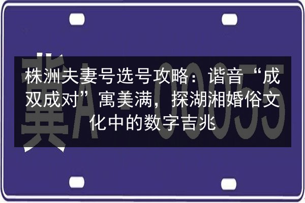 株洲夫妻号选号攻略:谐音“成双成对”寓美满,探湖湘婚俗文化中的数字吉兆 第2张 株洲夫妻号选号攻略:谐音“成双成对”寓美满,探湖湘婚俗文化中的数字吉兆 第2张