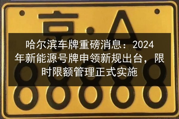 哈尔滨车牌重磅消息:2024年新能源号牌申领新规出台,限时限额管理正式实施 第2张 哈尔滨车牌重磅消息:2024年新能源号牌申领新规出台,限时限额管理正式实施 第2张
