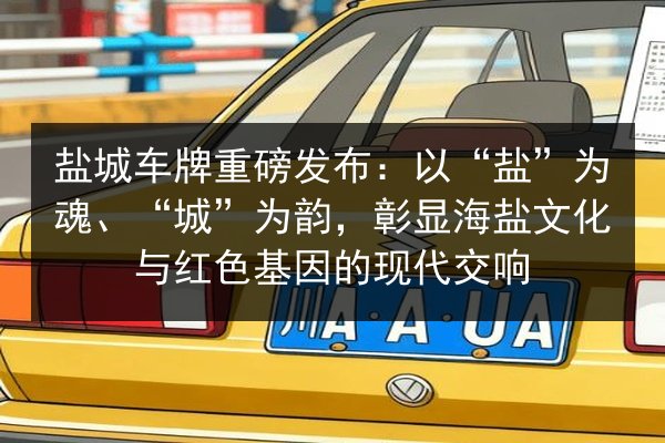 盐城车牌重磅发布:以“盐”为魂、“城”为韵,彰显海盐文化与红色基因的现代交响 第3张 盐城车牌重磅发布:以“盐”为魂、“城”为韵,彰显海盐文化与红色基因的现代交响 第3张