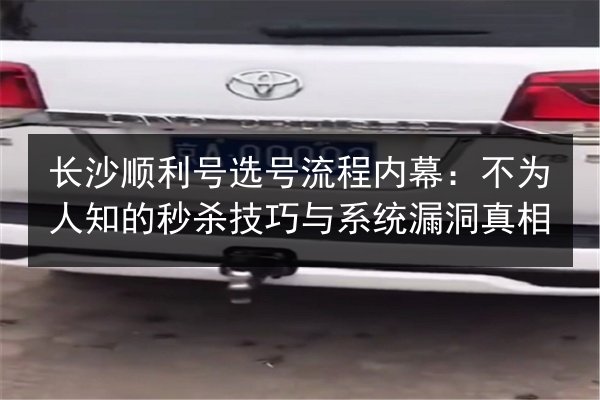 长沙顺利号选号流程内幕：不为人知的秒杀技巧与系统漏洞真相