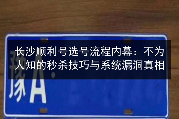 长沙顺利号选号流程内幕：不为人知的秒杀技巧与系统漏洞真相 第2张
