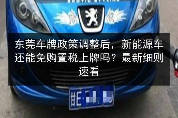 东莞车牌政策调整后,新能源车还能免购置税上牌吗?最新细则速看 第3张 东莞车牌政策调整后,新能源车还能免购置税上牌吗?最新细则速看 第3张