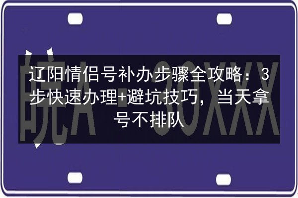 辽阳情侣号补办步骤全攻略：3步快速办理+避坑技巧，当天拿号不排队