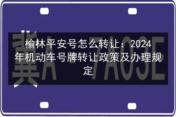 榆林平安号怎么转让：2024年机动车号牌转让政策及办理规定