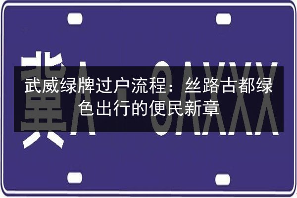 武威绿牌过户流程:丝路古都绿色出行的便民新章 第1张 武威绿牌过户流程:丝路古都绿色出行的便民新章 第1张