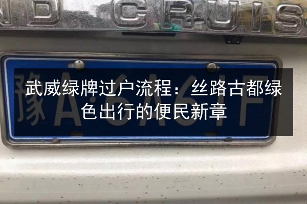 武威绿牌过户流程:丝路古都绿色出行的便民新章 第3张 武威绿牌过户流程:丝路古都绿色出行的便民新章 第3张