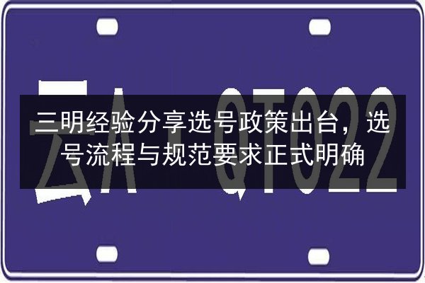 三明经验分享选号政策出台，选号流程与规范要求正式明确