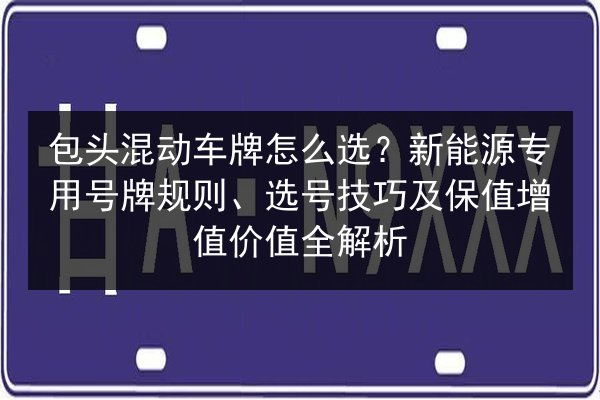 包头混动车牌怎么选?新能源专用号牌规则、选号技巧及保值增值价值全解析 第3张 包头混动车牌怎么选?新能源专用号牌规则、选号技巧及保值增值价值全解析 第3张