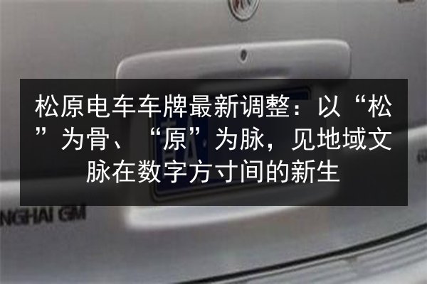 松原电车车牌最新调整：以“松”为骨、“原”为脉，见地域文脉在数字方寸间的新生