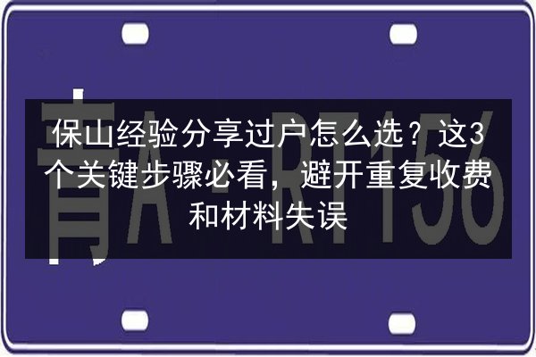 保山经验分享过户怎么选?这3个关键步骤必看,避开重复收费和材料失误 第3张 保山经验分享过户怎么选?这3个关键步骤必看,避开重复收费和材料失误 第3张