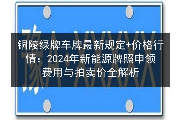 铜陵绿牌车牌最新规定+价格行情：2024年新能源牌照申领费用与拍卖价全解析 第3张