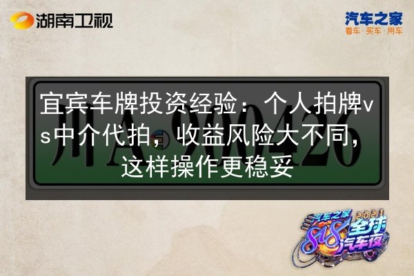 宜宾车牌投资经验:个人拍牌vs中介代拍,收益风险大不同,这样操作更稳妥 第3张 宜宾车牌投资经验:个人拍牌vs中介代拍,收益风险大不同,这样操作更稳妥 第3张