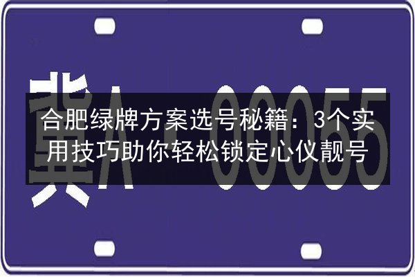 合肥绿牌方案选号秘籍:3个实用技巧助你轻松锁定心仪靓号 第2张 合肥绿牌方案选号秘籍:3个实用技巧助你轻松锁定心仪靓号 第2张