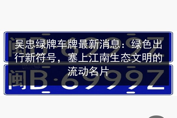 吴忠绿牌车牌最新消息：绿色出行新符号，塞上江南生态文明的流动名片 第2张