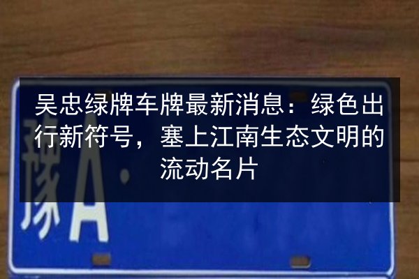 吴忠绿牌车牌最新消息：绿色出行新符号，塞上江南生态文明的流动名片 第3张