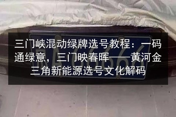 三门峡混动绿牌选号教程：一码通绿意，三门映春晖——黄河金三角新能源选号文化解码