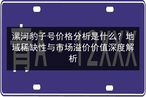 漯河豹子号价格分析是什么？地域稀缺性与市场溢价价值深度解析