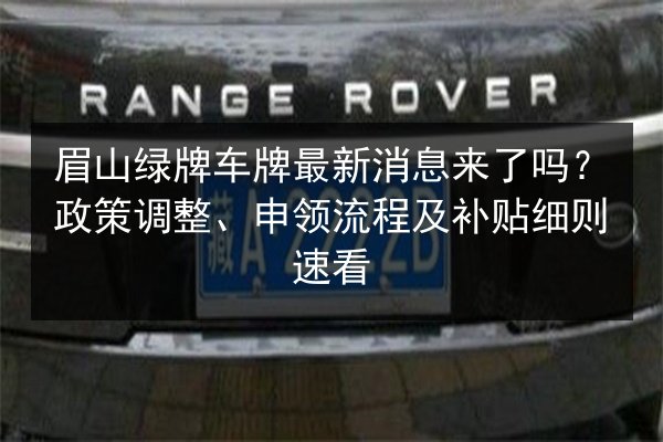 眉山绿牌车牌最新消息来了吗？政策调整、申领流程及补贴细则速看 第2张