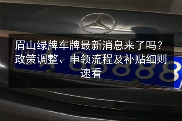 眉山绿牌车牌最新消息来了吗？政策调整、申领流程及补贴细则速看 第3张