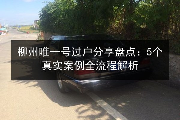 柳州唯一号过户分享盘点：5个真实案例全流程解析