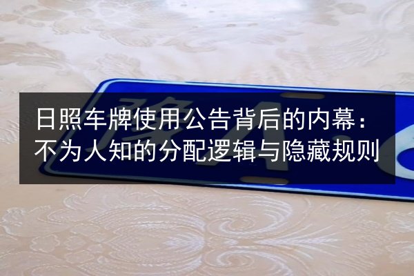 日照车牌使用公告背后的内幕：不为人知的分配逻辑与隐藏规则 第3张