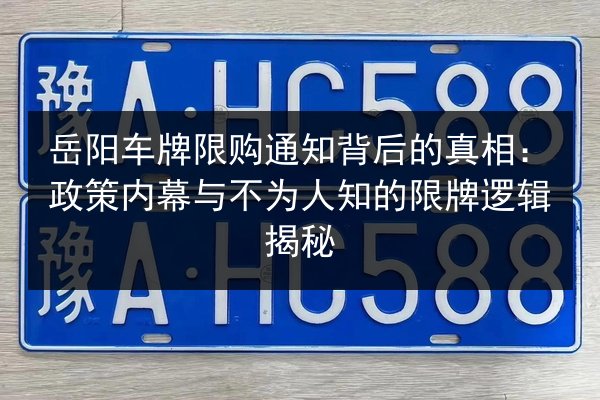 岳阳车牌限购通知背后的真相：政策内幕与不为人知的限牌逻辑揭秘