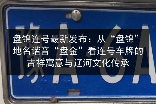 盘锦连号最新发布：从“盘锦”地名谐音“盘金”看连号车牌的吉祥寓意与辽河文化传承