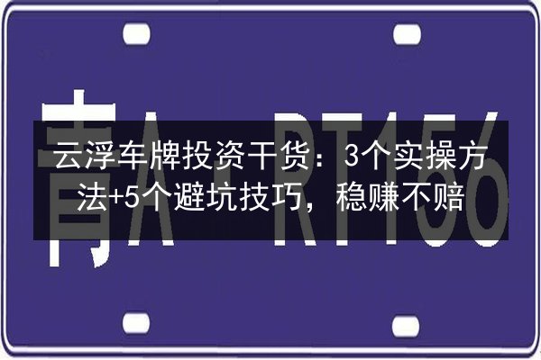 云浮车牌投资干货：3个实操方法+5个避坑技巧，稳赚不赔