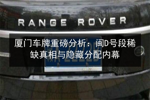 厦门车牌重磅分析：闽D号段稀缺真相与隐藏分配内幕 第2张