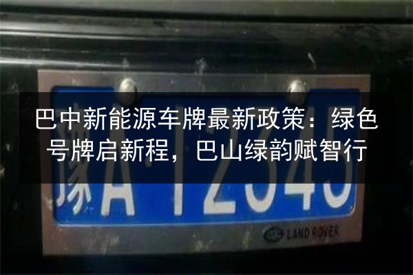 巴中新能源车牌最新政策：绿色号牌启新程，巴山绿韵赋智行 第2张