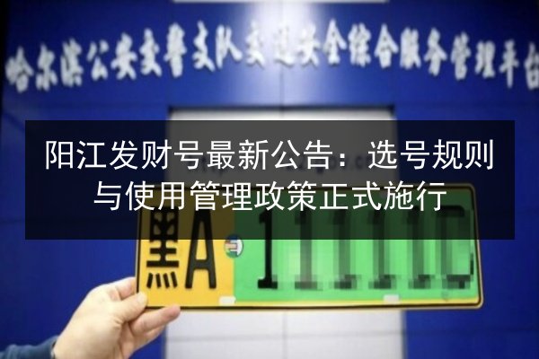 阳江发财号最新公告：选号规则与使用管理政策正式施行 第2张