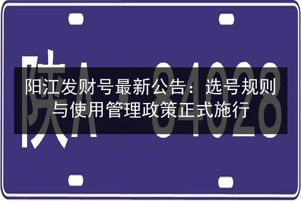 阳江发财号最新公告：选号规则与使用管理政策正式施行 第3张