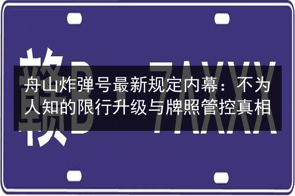 舟山炸弹号最新规定内幕：不为人知的限行升级与牌照管控真相 第2张