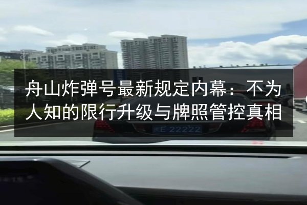 舟山炸弹号最新规定内幕：不为人知的限行升级与牌照管控真相 第3张