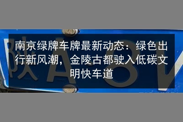 南京绿牌车牌最新动态：绿色出行新风潮，金陵古都驶入低碳文明快车道 第2张