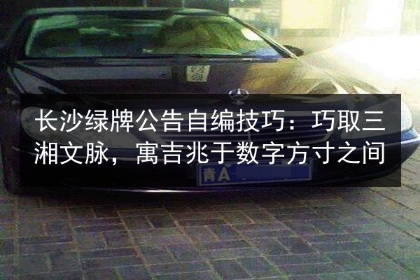 长沙绿牌公告自编技巧：巧取三湘文脉，寓吉兆于数字方寸之间