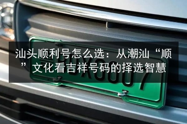 汕头顺利号怎么选:从潮汕“顺”文化看吉祥号码的择选智慧 第2张 汕头顺利号怎么选:从潮汕“顺”文化看吉祥号码的择选智慧 第2张