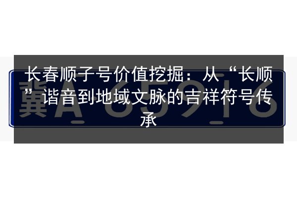长春顺子号价值挖掘：从“长顺”谐音到地域文脉的吉祥符号传承 第2张