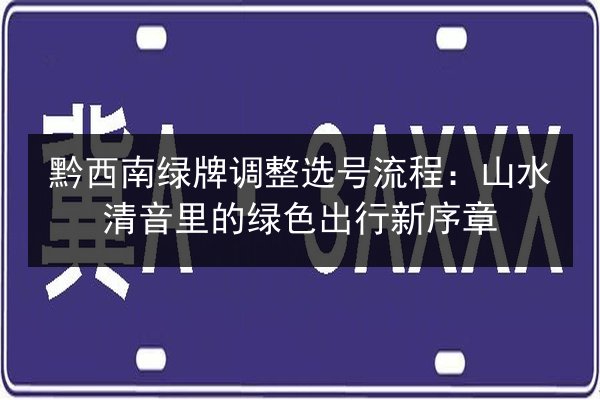 黔西南绿牌调整选号流程：山水清音里的绿色出行新序章 第3张