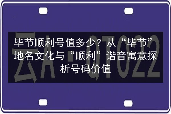 毕节顺利号值多少？从“毕节”地名文化与“顺利”谐音寓意探析号码价值 第3张