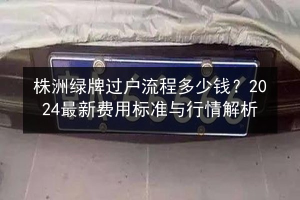 株洲绿牌过户流程多少钱？2024最新费用标准与行情解析