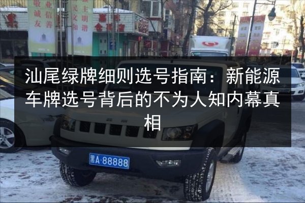 汕尾绿牌细则选号指南：新能源车牌选号背后的不为人知内幕真相