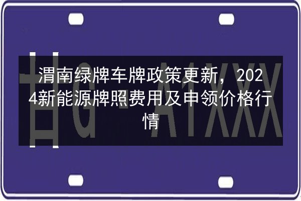 渭南绿牌车牌政策更新，2024新能源牌照费用及申领价格行情