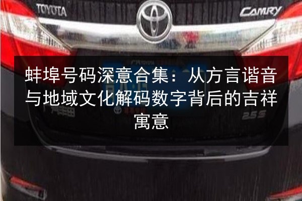 蚌埠号码深意合集:从方言谐音与地域文化解码数字背后的吉祥寓意 第3张 蚌埠号码深意合集:从方言谐音与地域文化解码数字背后的吉祥寓意 第3张