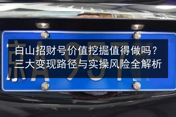 白山招财号价值挖掘值得做吗？三大变现路径与实操风险全解析