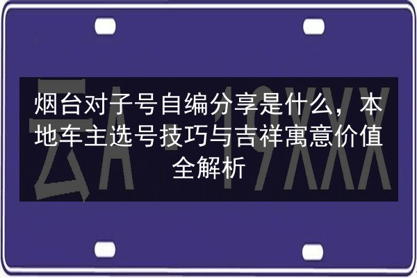 烟台对子号自编分享是什么，本地车主选号技巧与吉祥寓意价值全解析