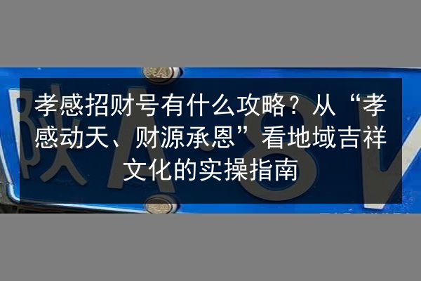 孝感招财号有什么攻略？从“孝感动天、财源承恩”看地域吉祥文化的实操指南