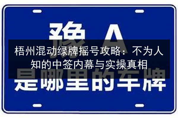 梧州混动绿牌摇号攻略:不为人知的中签内幕与实操真相 第3张 梧州混动绿牌摇号攻略:不为人知的中签内幕与实操真相 第3张
